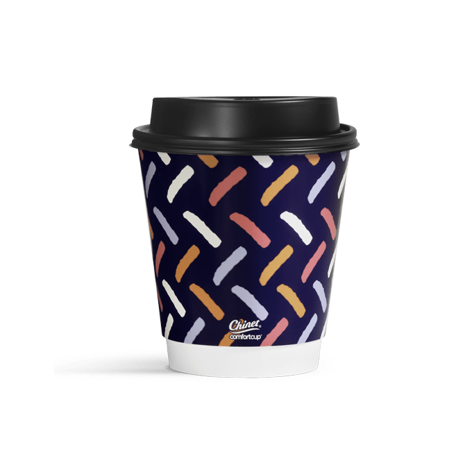 Choice 16 oz. Coffee Break Print Smooth Double Wall Paper Hot Cup and Lid -  100/Pack