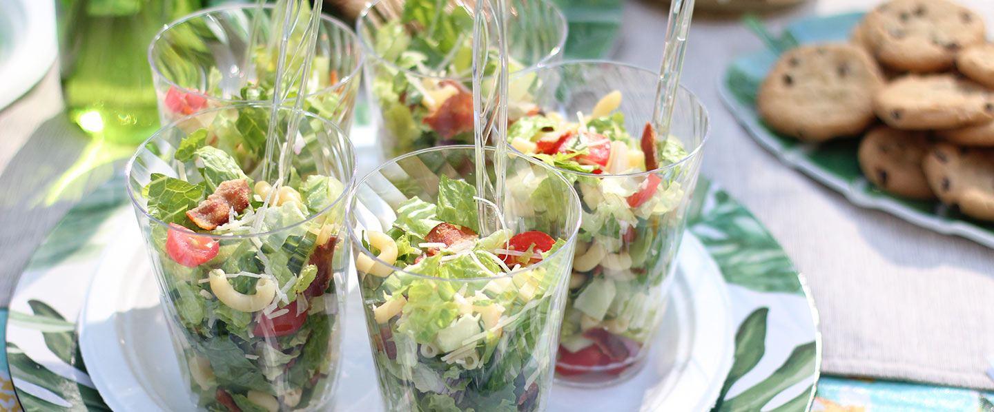 Salad Appetizer Cups and Dressing Bottle Set