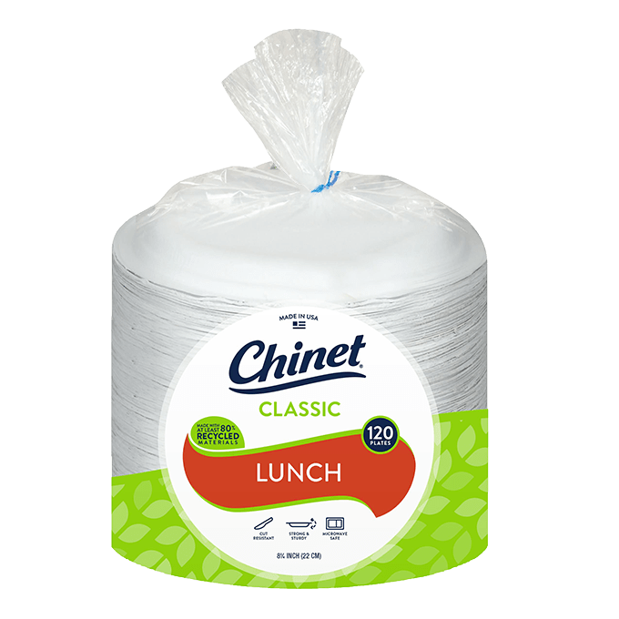 Chinet Classic White, Round All Occasion Fiber Plates, 8.75 Inch, 100 Count