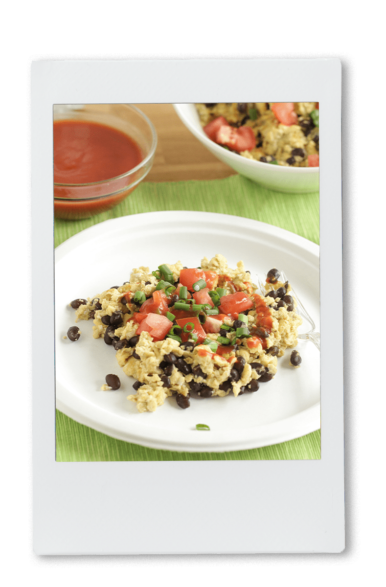 Instax picture of a black bean and pico de gallo omelet