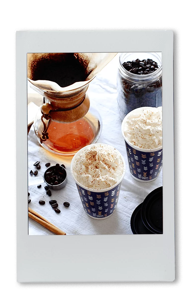 Instax of Caribbean Coffee in a Chinet Comfort cup