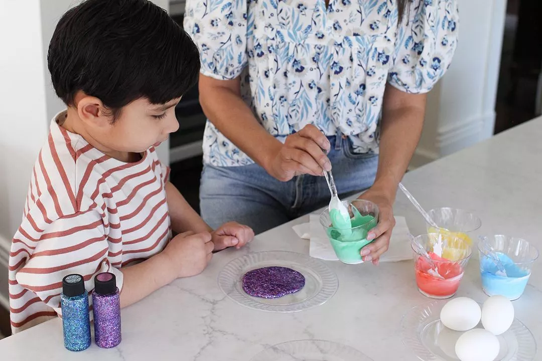 Egg Dyeing with Chinet Crystal cups