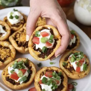 Taco cups on a Chinet Classic platter