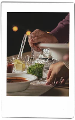 Instax picture of condiments on table