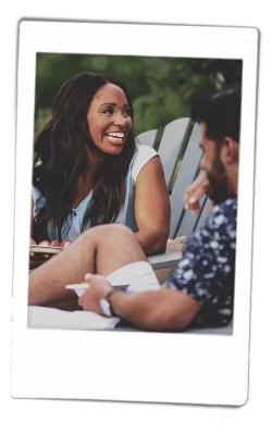 Instax of girl and guy laughing