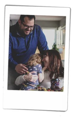 Instax of family laughing together