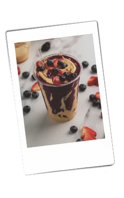 Instax of a PB&J Smoothie in a Chinet cup